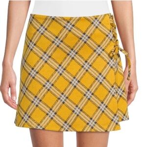 Madden NYC Side‎ Lace Yellow Plaid Mini Skirt Preppy Y2K Academia School Girl